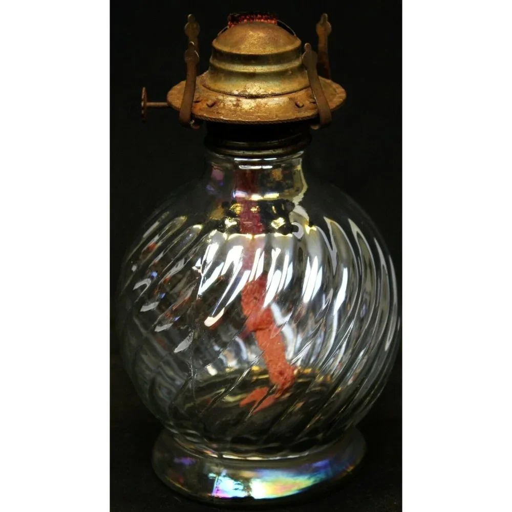 VTG Hurricane Lantern Clear Twist Round Sphere Oil Lamp